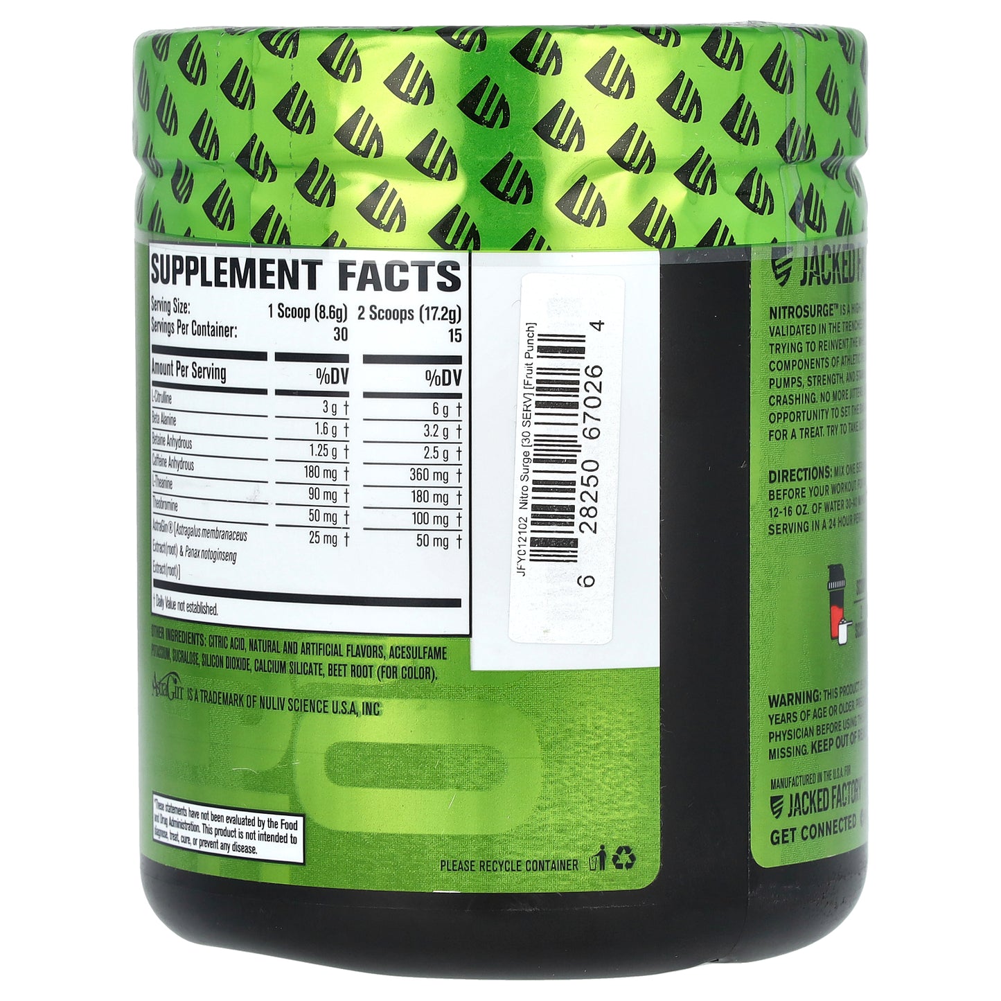 Nitrosurge Pre Workout Powder - 30 Servings, Fruit Punch