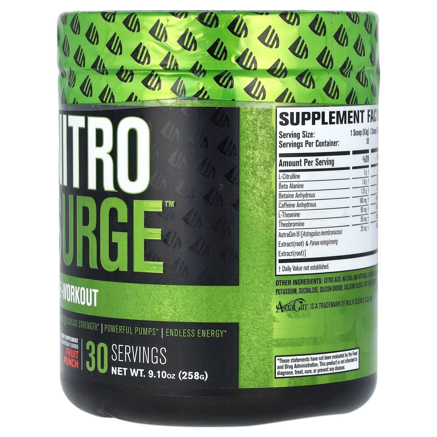 Nitrosurge Pre Workout Powder - 30 Servings, Fruit Punch