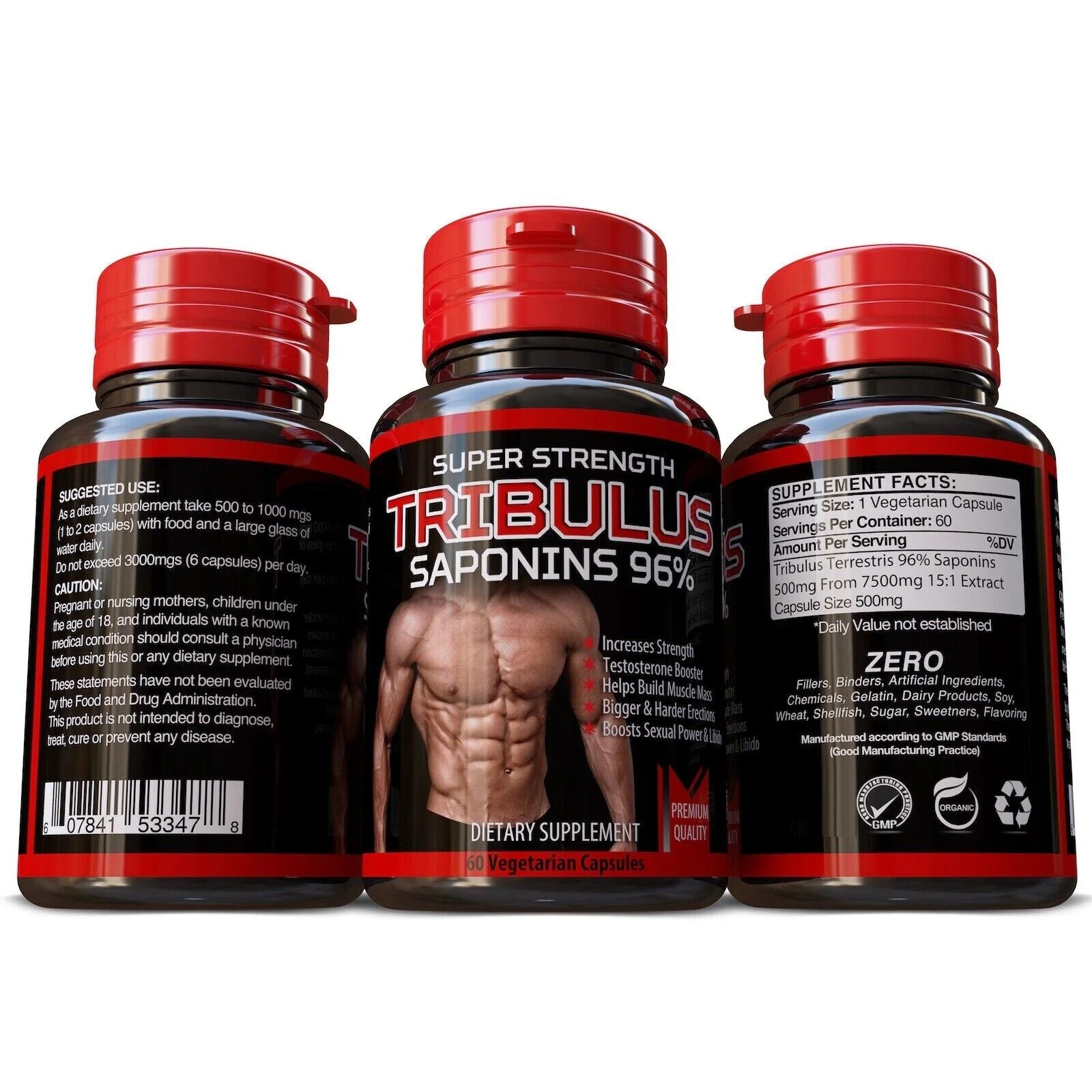 Tribulus Supplement Pills 500Mg Increase Lib-Ido Muscle Boost Stamina Endurance - 60 Capsules